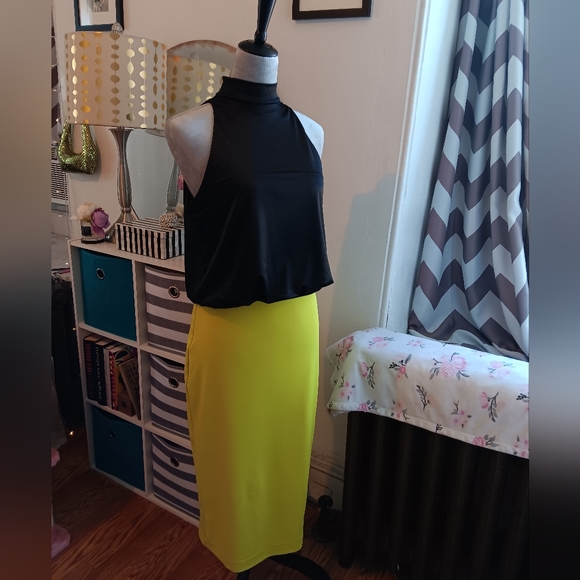 Express Dresses & Skirts - Green yellow Express side slit pencil skirt